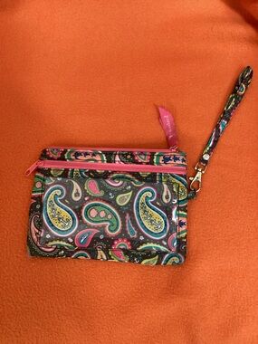 Paisley Print Wristlet Clutch in Pink and Multicolor